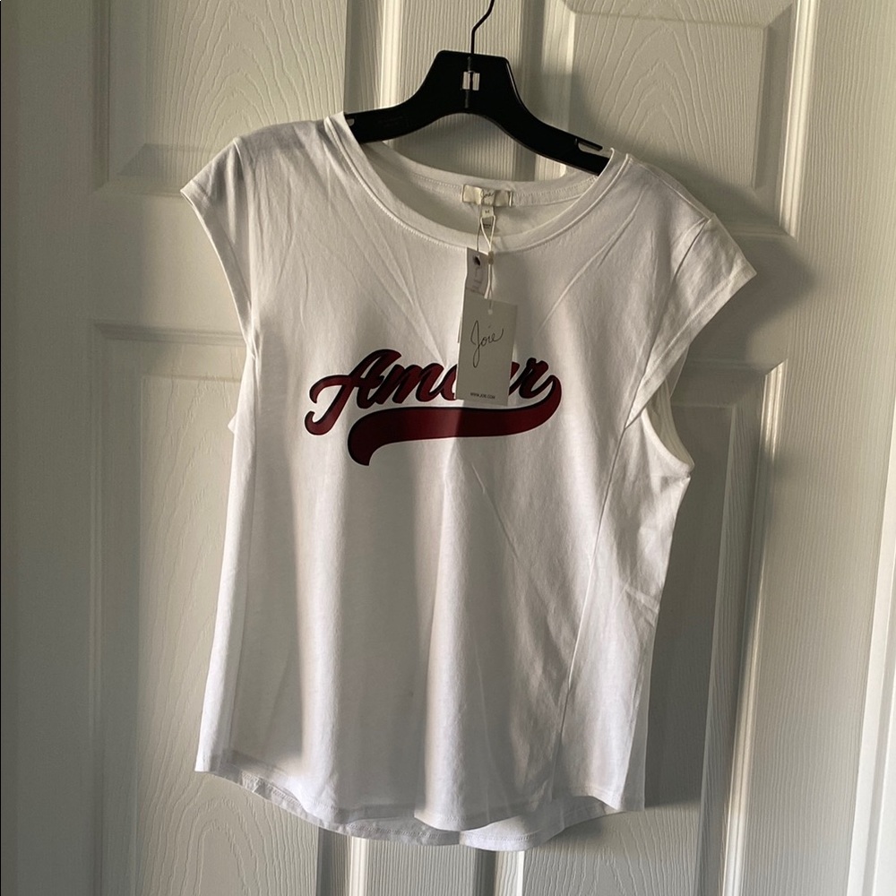 White Graphic Tee with Red Print